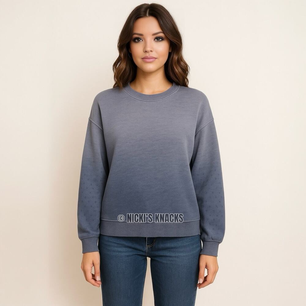 American Eagle Thermal Pullover Blue Acid Wash Y2K Terry Sweatshirt Size S